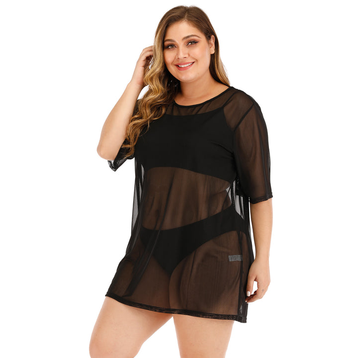 Damen leichter transparenten Strandüberwurf mit voluminösen Ärmeln Echo Archiv