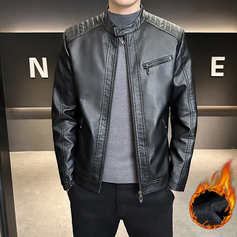 Herren Modische Kunstlederjacke mit praktischem Stehkragen Echo Archiv