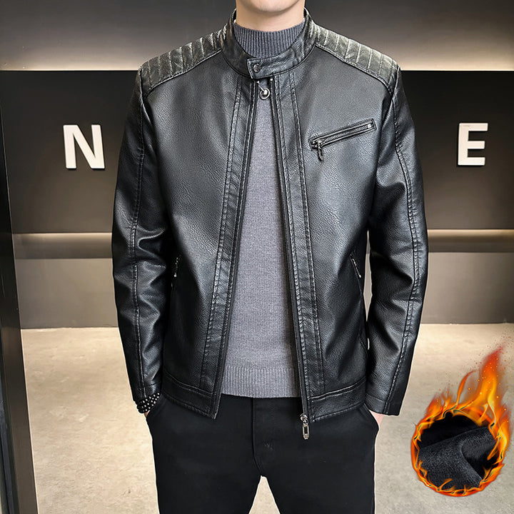 Herren Modische Kunstlederjacke mit praktischem Stehkragen Echo Archiv