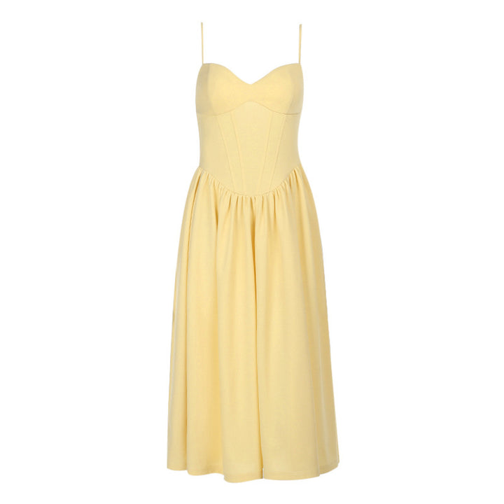 Damen elegantes Maxikleid mit taillierter Silhouette und feinen Trägern Echo Archiv