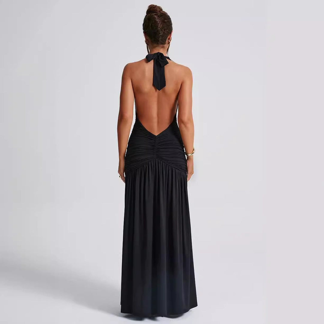 Damen Maxikleid mit tiefem V-Ausschnitt und Rüschen Echo Archiv