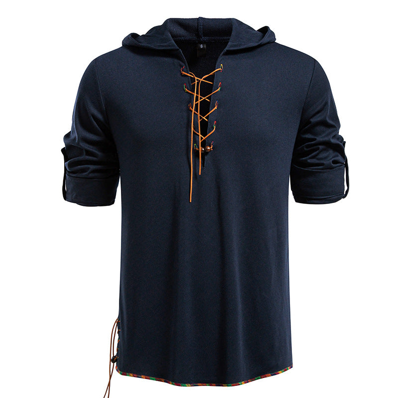 Herren lässiges Hoodie mit dekorativer Schnürung Echoarchiv