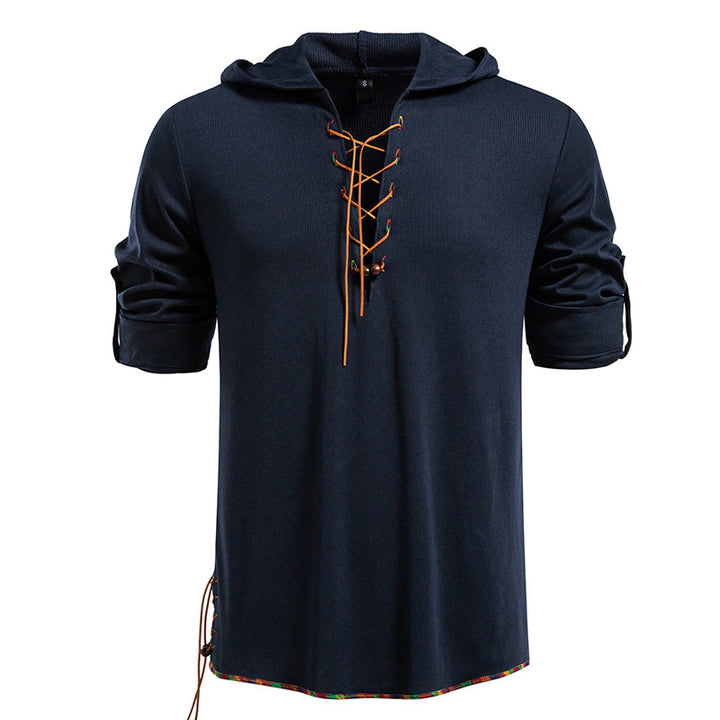 Herren lässiges Hoodie mit dekorativer Schnürung Echoarchiv