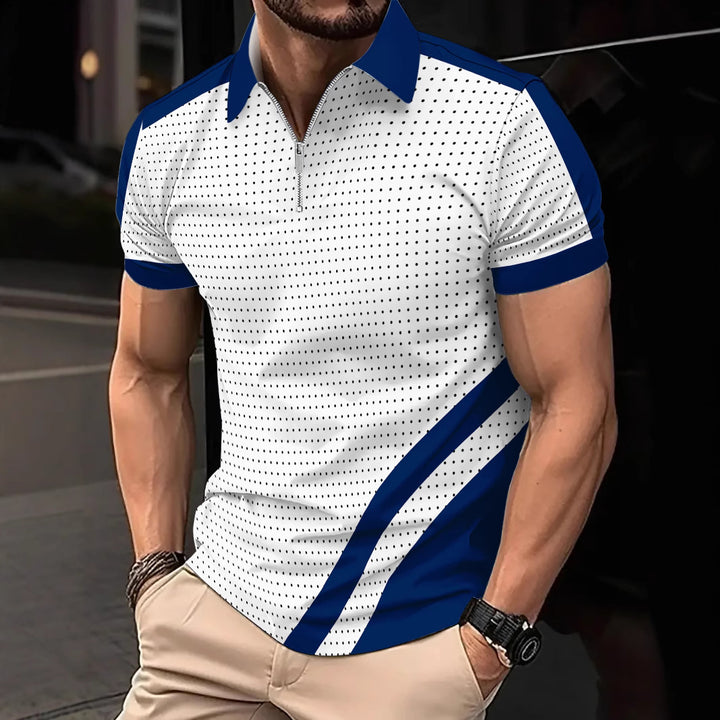 Herren Sportliches Kurzarm-Poloshirt mit modernem Reißverschluss Echoarchiv