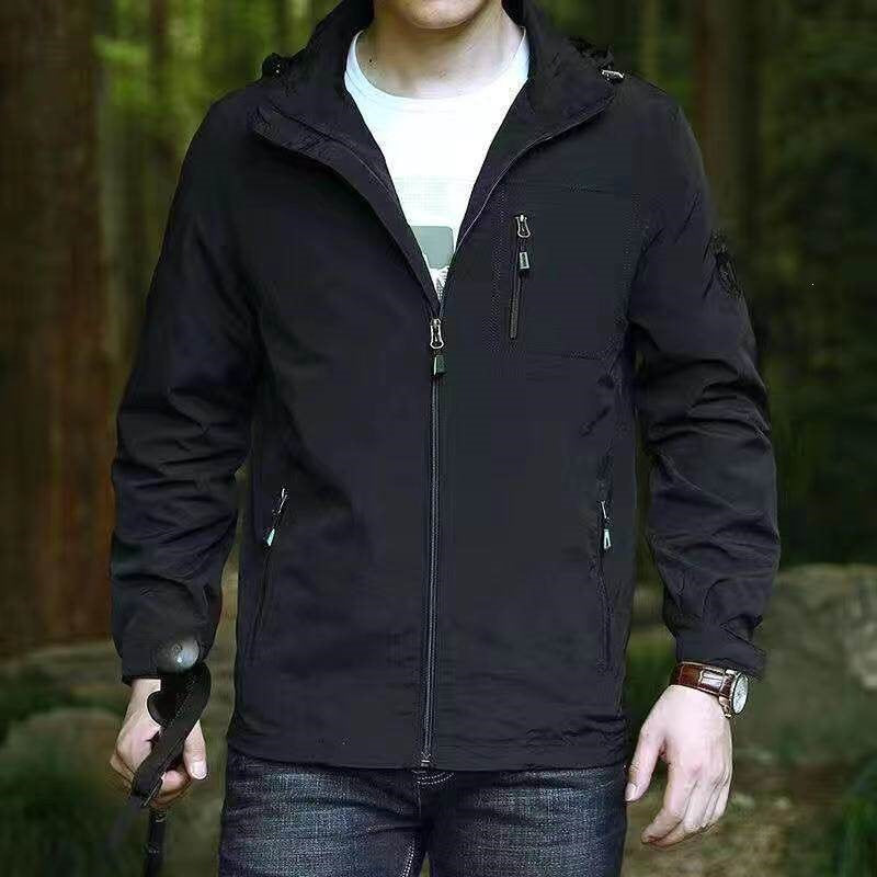 Herren Atmungsaktive Trekking‑Shelljacke mit Kapuze, Brusttasche & Reißverschlusstaschen Echoarchiv