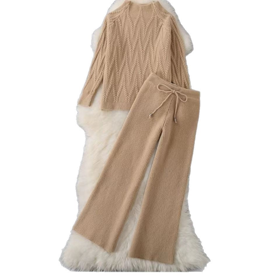 Damen Elegantes Strickoberteil und Hosen-Set Echo Archiv