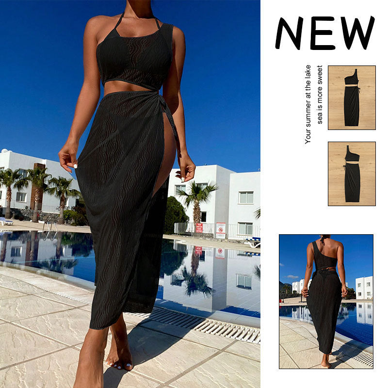 Damen Tragefreundliches Wickelkleid mit asymmetrischem Oberteil und elastischem Bund Echo Archiv