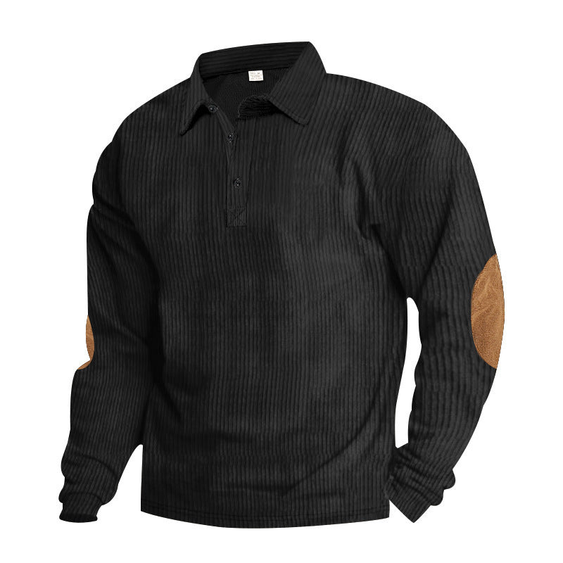 Herren Langarm Hemd mit strukturiertem Material und modischen Ellbogenpatches Echoarchiv