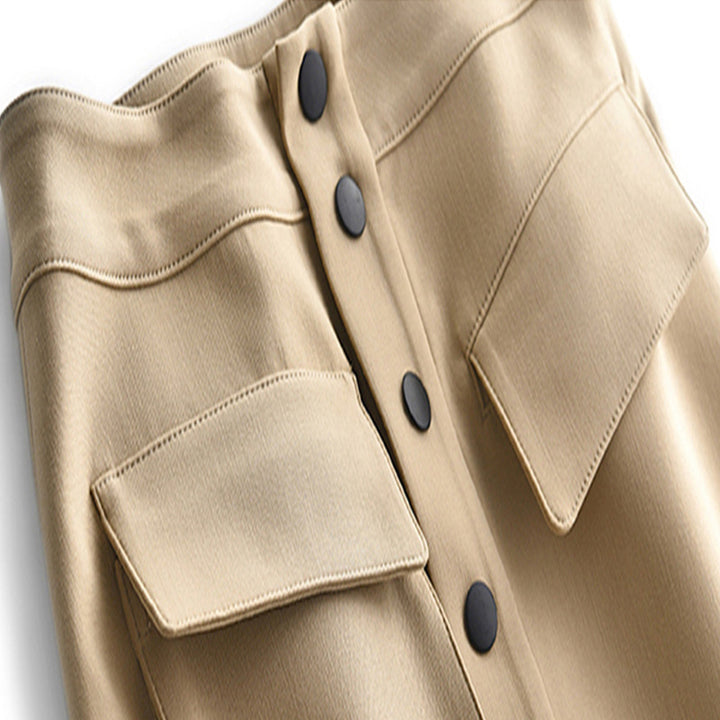 Damen Eleganter Midirock mit Taschen Echoarchiv