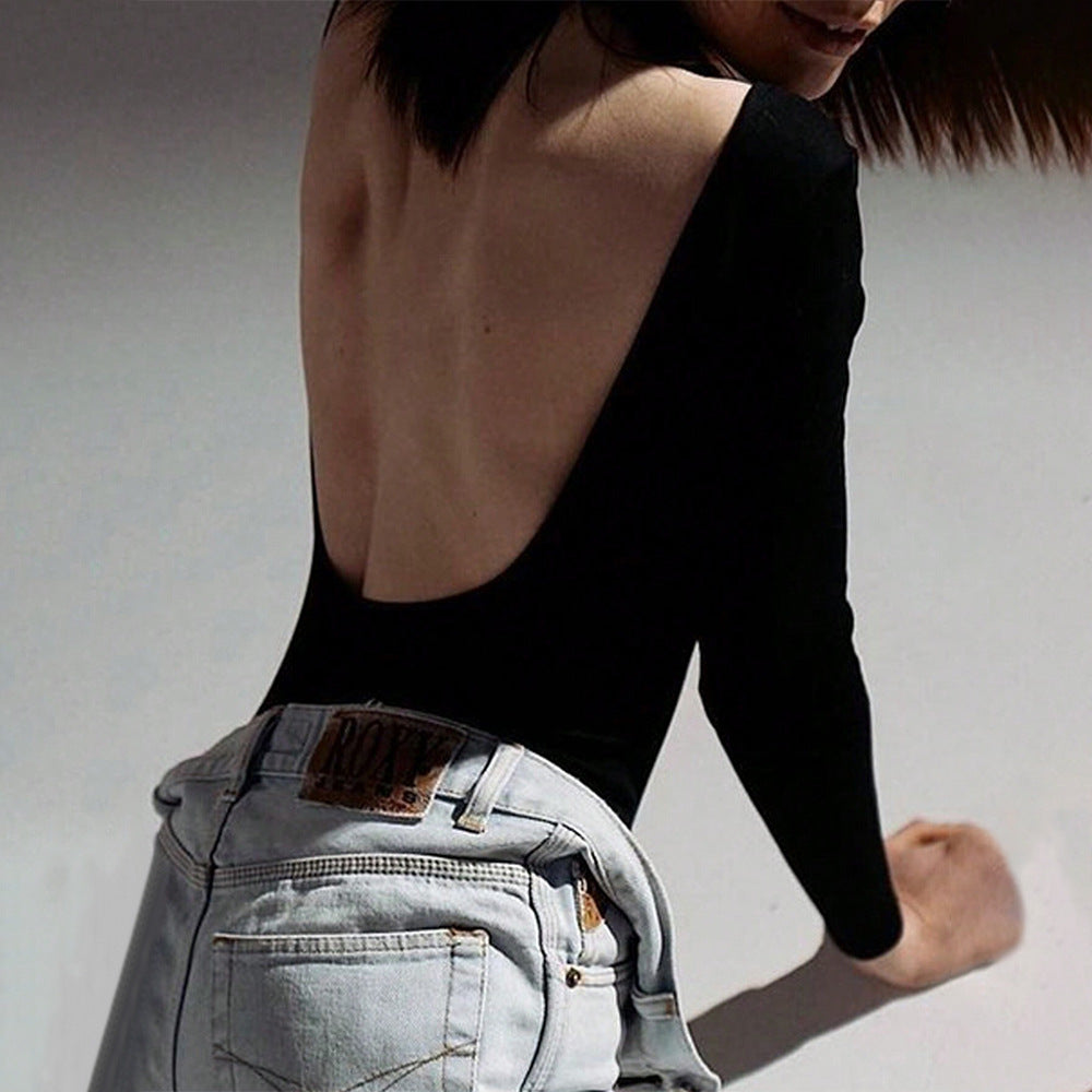 Damen figurbetonter Langarm-Bodysuit mit hohem Rundhals, nahtloser Passform und stretchigem Jersey – Bodéline