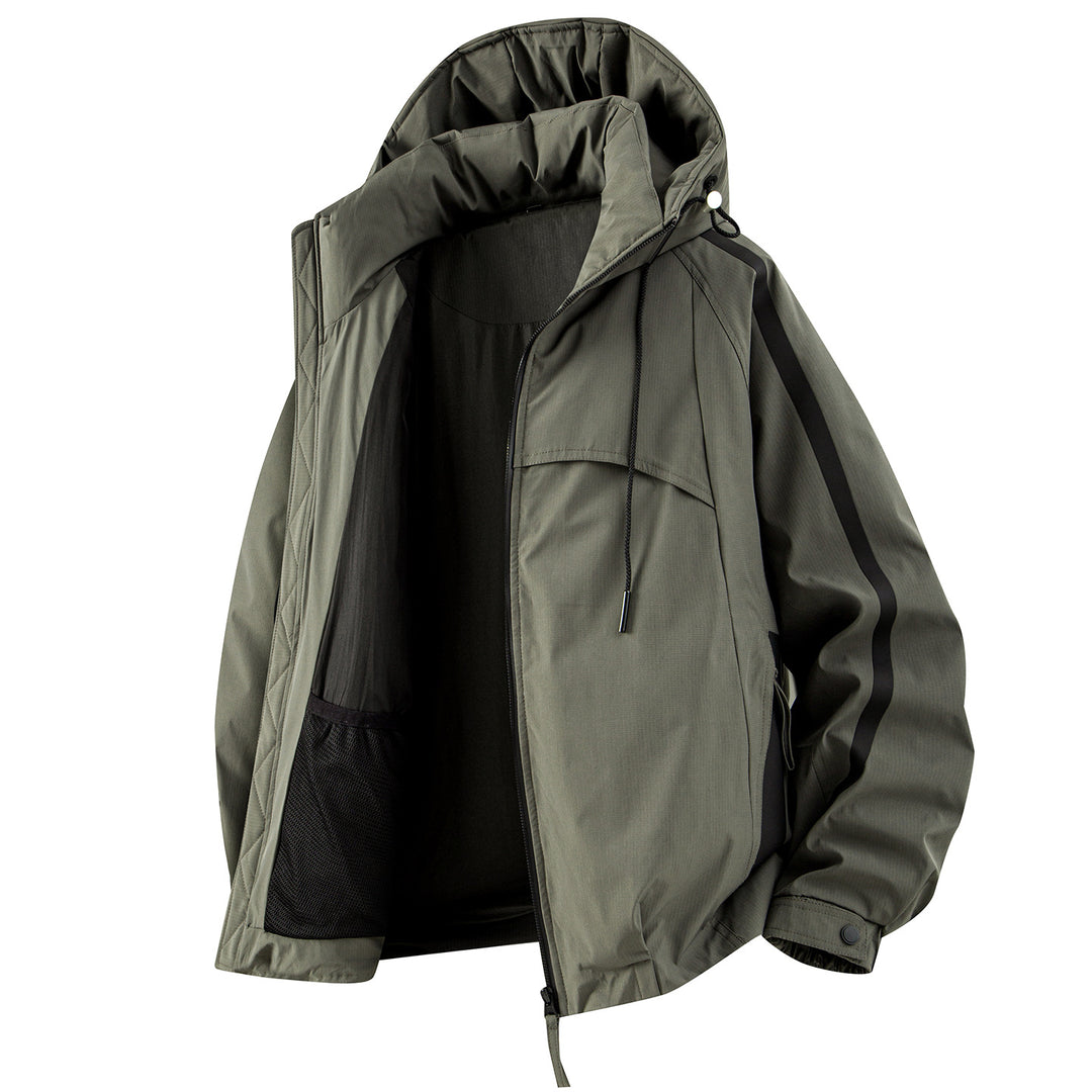 Unisex gefütterte Outdoor-Utility-Jacke mit Kapuze und reflektierenden Streifen Echo Archiv