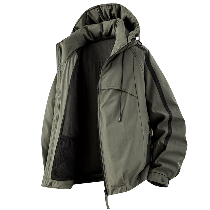 Unisex gefütterte Outdoor-Utility-Jacke mit Kapuze und reflektierenden Streifen Echo Archiv