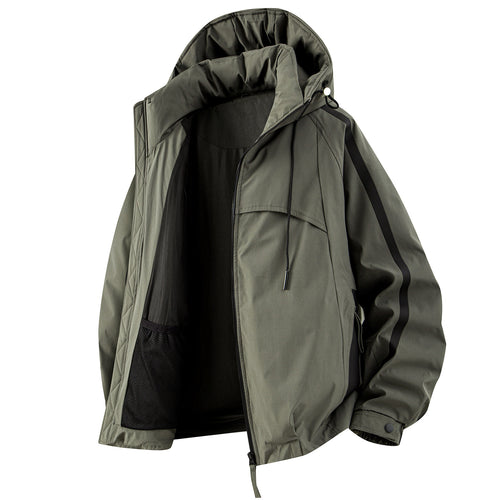 Unisex gefütterte Outdoor-Utility-Jacke mit Kapuze und reflektierenden Streifen Echo Archiv
