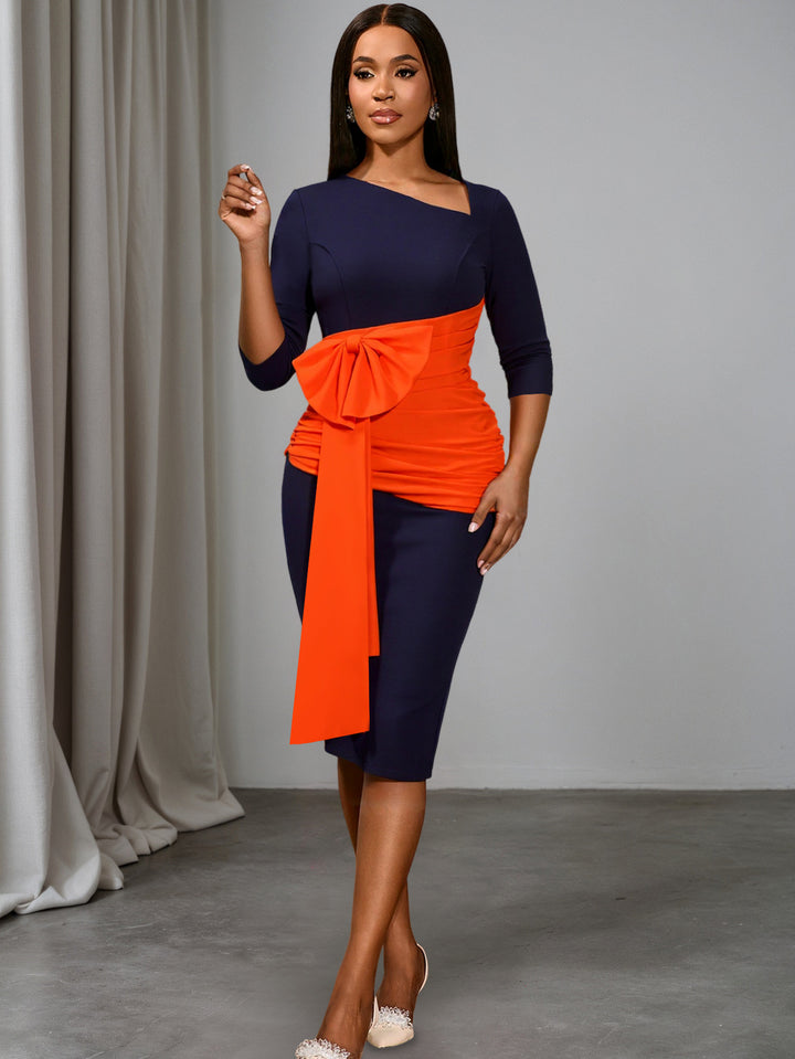 Damen Effortlessly Chic Kleid mit asymmetrischem Design und voluminösem Rüschenelement Echo Archiv