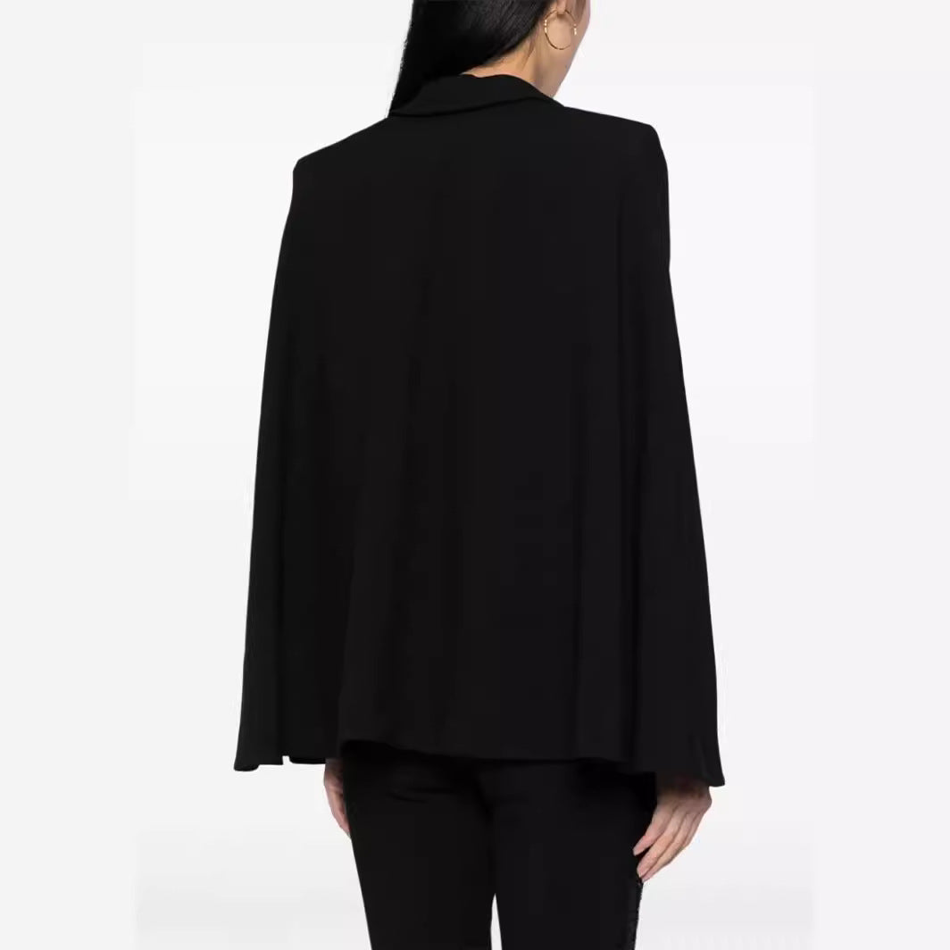 Damen Zweiteiliges Abendliches Blazer-Set mit Cape-Ärmeln und ausgestellten Marlene-Hosen Echoarchiv