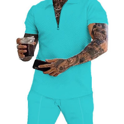 Herren sportliches Oberteil und Shorts Set mit strukturiertem Design Echoarchiv