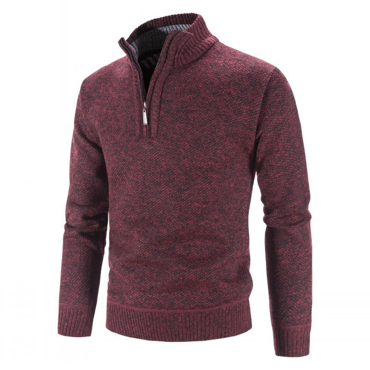 Herren modischer Strickpullover mit halbem Reißverschluss und strukturiertem Design Echoarchiv