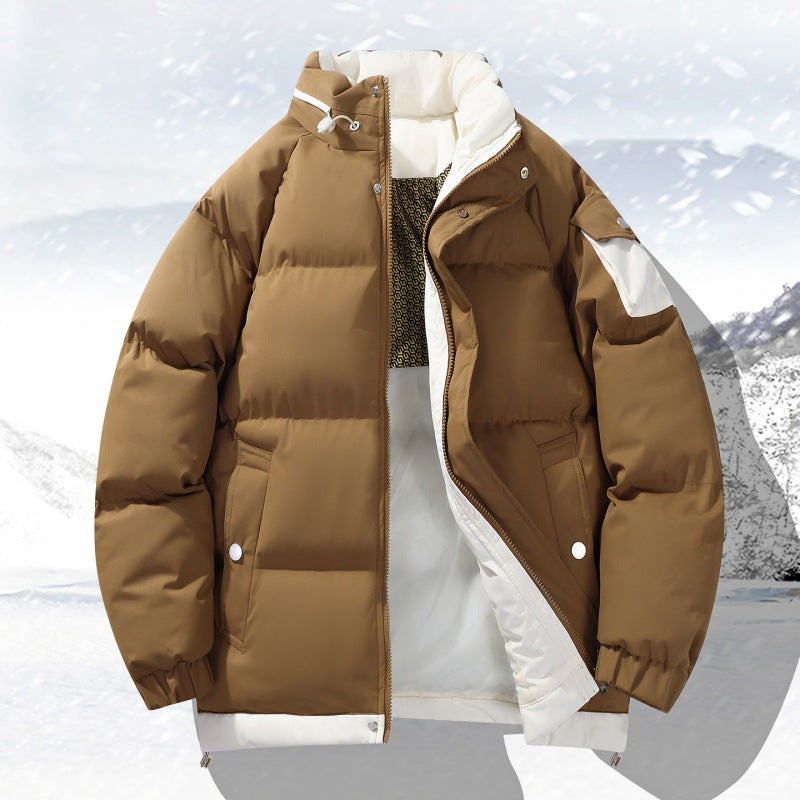 Herrenjacke aus ungefüttertem Outdoor-Material mit hohem Stehkragen, Isolierung und elastischen Bündchen – Taviero