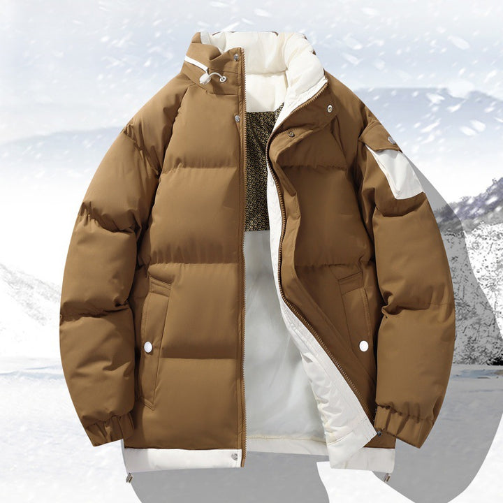 Herrenjacke aus ungefüttertem Outdoor-Material mit hohem Stehkragen, Isolierung und elastischen Bündchen – Taviero