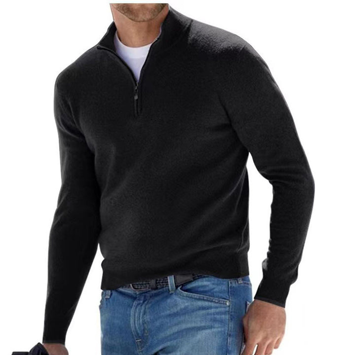 Herren Feiner Strickpullover mit kurzem Reißverschluss und Troyerkragen Echo Archiv
