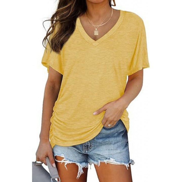 Damen V-Ausschnitt T-Shirt Aus Weichem Single Jersey Echoarchiv