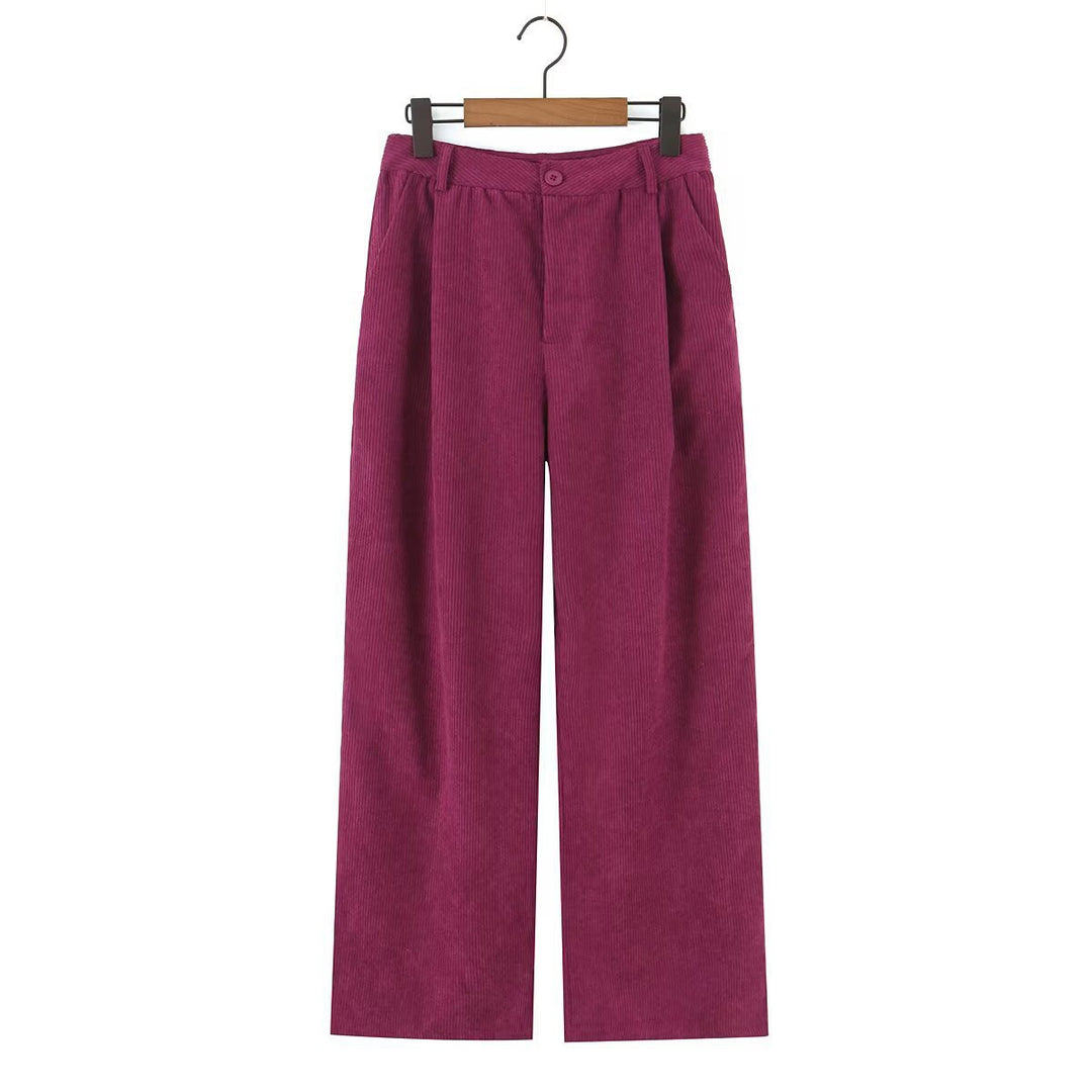 Damen Hochtaillierte Cordhose mit weitem Bein und Bundfalten Echo Archiv