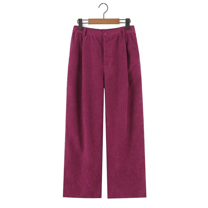 Damen Hochtaillierte Cordhose mit weitem Bein und Bundfalten Echo Archiv