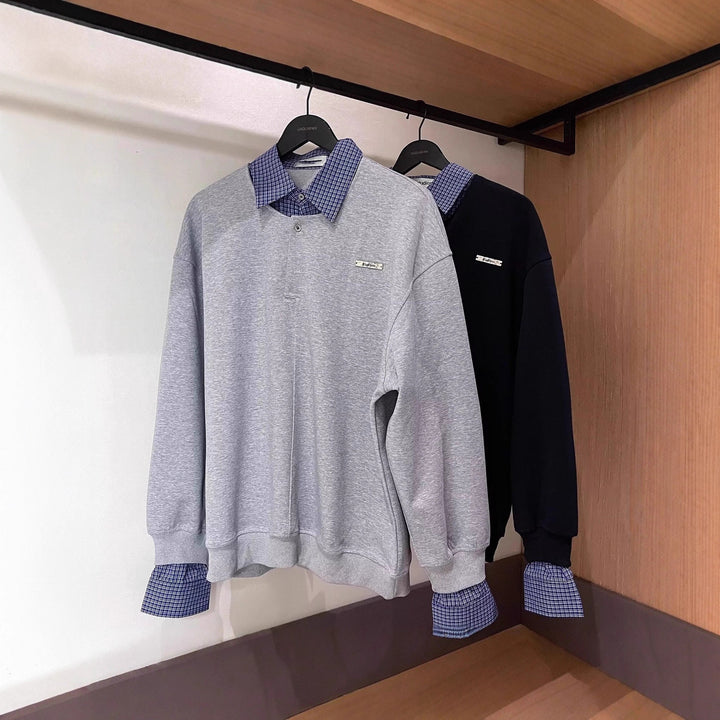 Herren Lässiger Oversized Pullover mit Kragen Echoarchiv