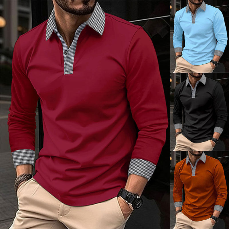 Herren Langarm Poloshirt mit modernem Kragen und Kontrastdetails Echoarchiv