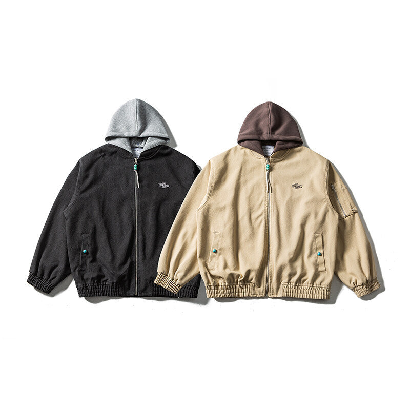 Unisex Oversize Canvas Kapuzenblouson mit Utilityärmeltasche und elastischem Bund Echoarchiv