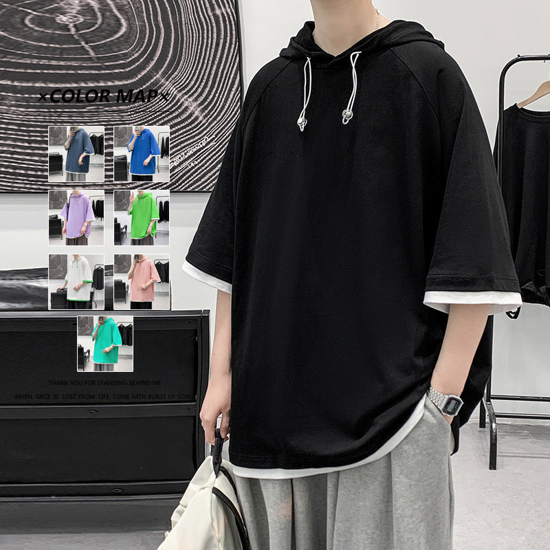 Herren Oversize T-Shirt mit Kapuze und atmungsaktiven Eigenschaften Echoarchiv