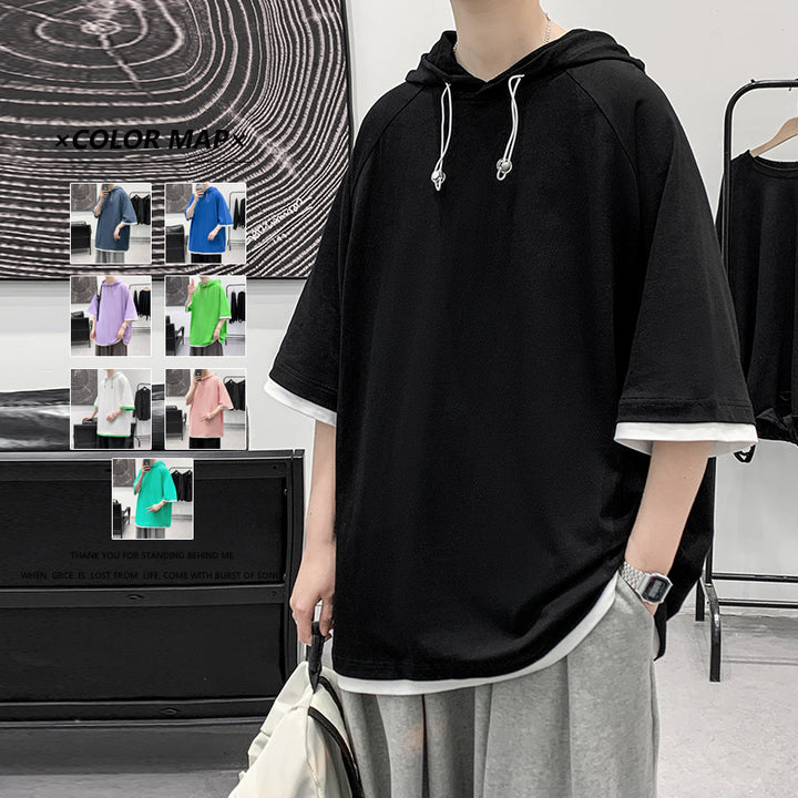 Herren Oversize T-Shirt mit Kapuze und atmungsaktiven Eigenschaften Echoarchiv