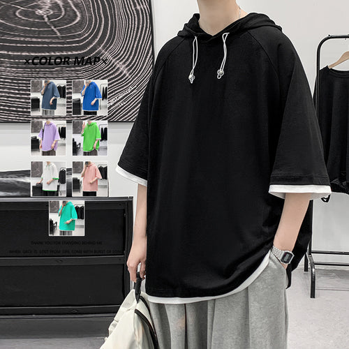 Herren Oversize T-Shirt mit Kapuze und atmungsaktiven Eigenschaften Echoarchiv