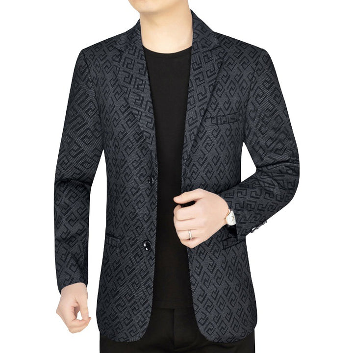 Herren Jacquard-Sakko mit geometrischer Struktur und teilgefüttertem Innenfutter – Tianoro