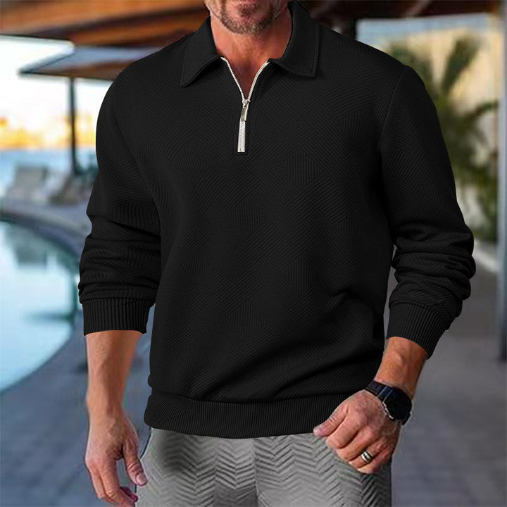 Herren pullover mit Reißverschluss und strukturiertem Design Echoarchiv