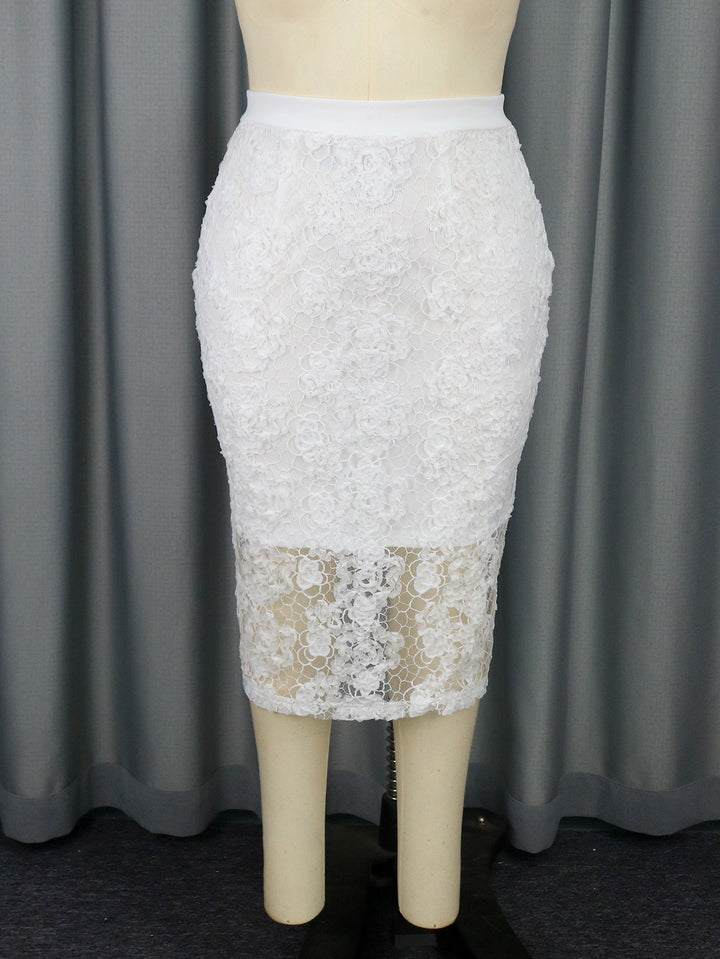Damen Eleganter Spitzenrock mit floralen Details Echo Archiv