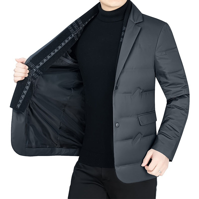 Herren Gepolstertes Business-Sakko mit gesteppter Optik und Notch-Revers – Tianoro
