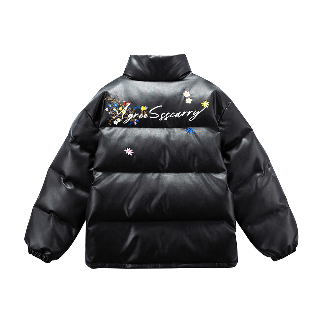 Damen Wattierte Kurzjacke mit floraler Stickerei und hohem Stehkragen Echoarchiv