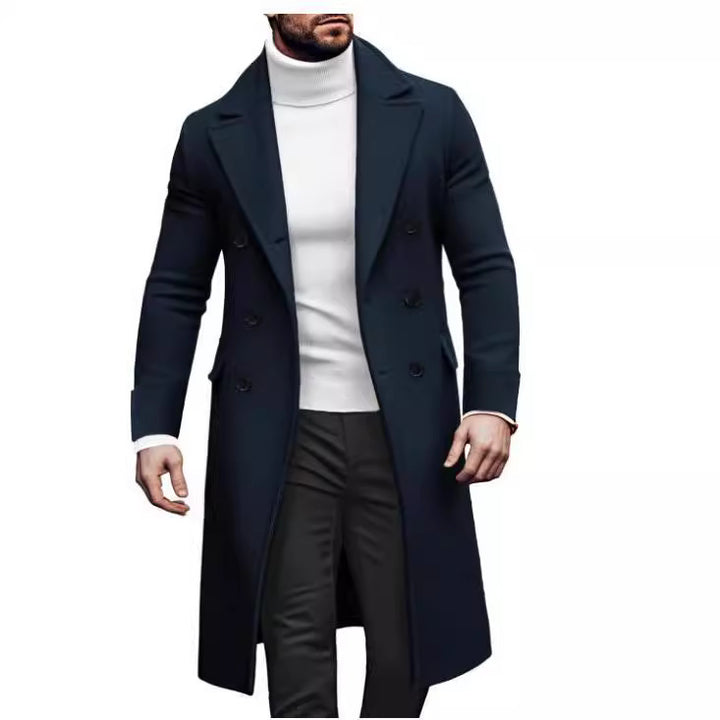 Herren eleganter Doppelmantel mit breitem Revers und praktischen Taschen Echoarchiv