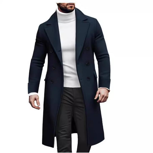 Herren eleganter Doppelmantel mit breitem Revers und praktischen Taschen Echoarchiv