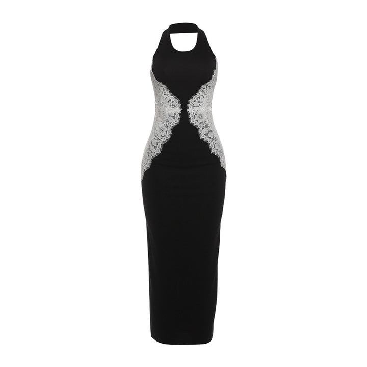 Damen Elegantes Spitzen-Maxikleid mit tiefem Schlüssel-Ausschnitt und figurformendem Design Echo Archiv