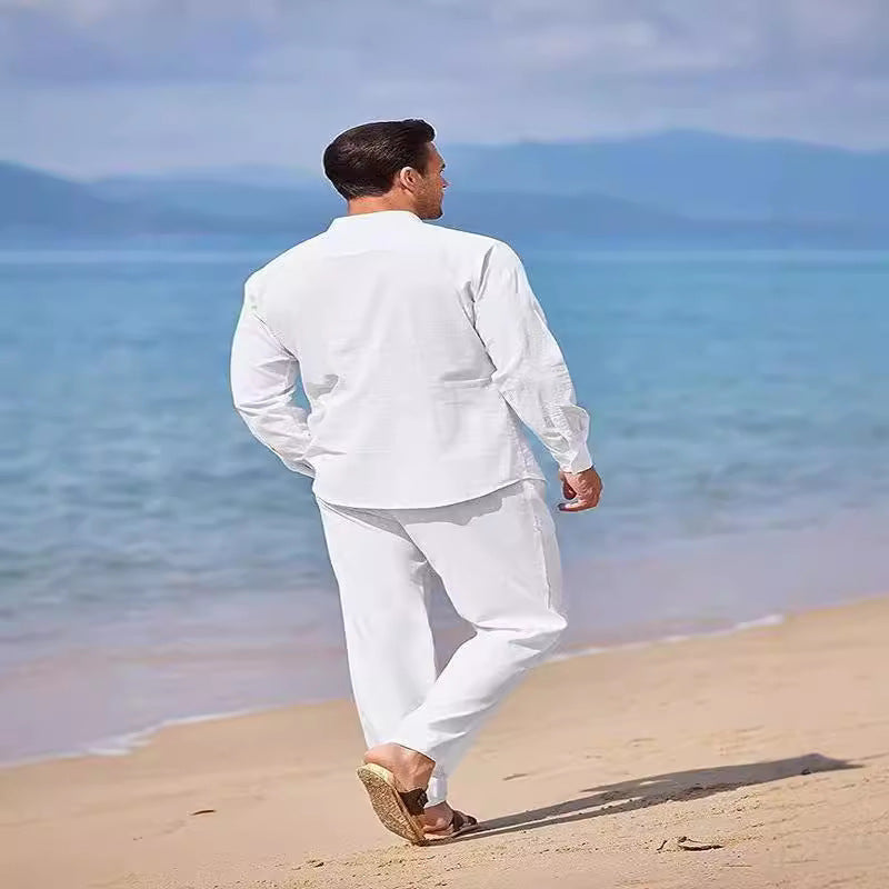 Herren elegantes Langarmhemd mit bequemer Hose Echoarchiv