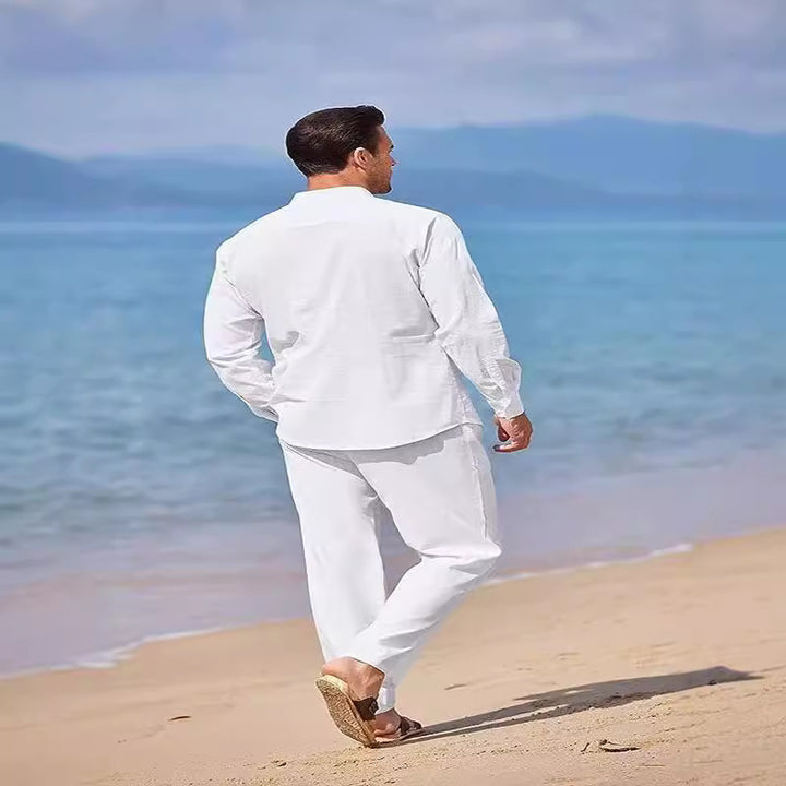 Herren elegantes Langarmhemd mit bequemer Hose Echoarchiv