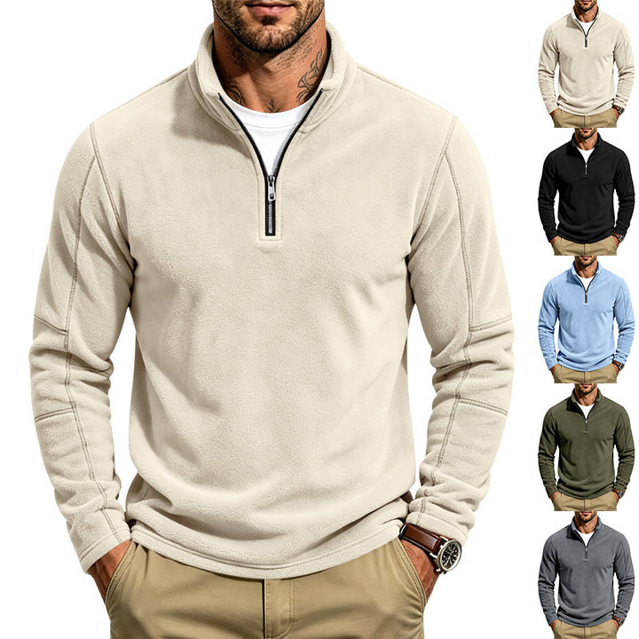 Herren Fleece-Pullover mit kurzem Reißverschluss und Stehkragen Echoarchiv