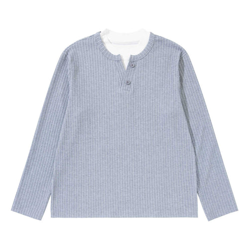 Unisex Feinstrukturierter Rippsweater mit Henley-Ausschnitt Echoarchiv