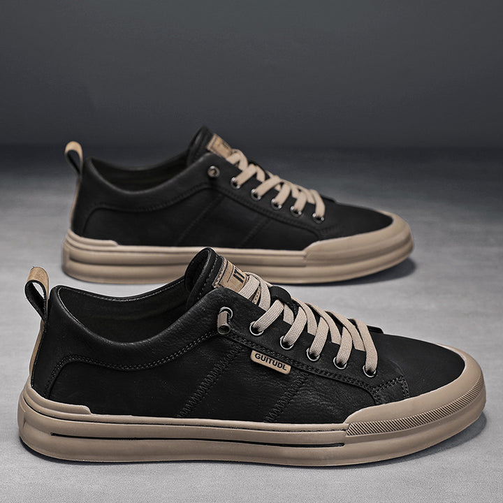 Herren Lässige Leder-Sneaker mit gepolstertem Knöchelkragen und robuster Gummisohle Echoarchiv