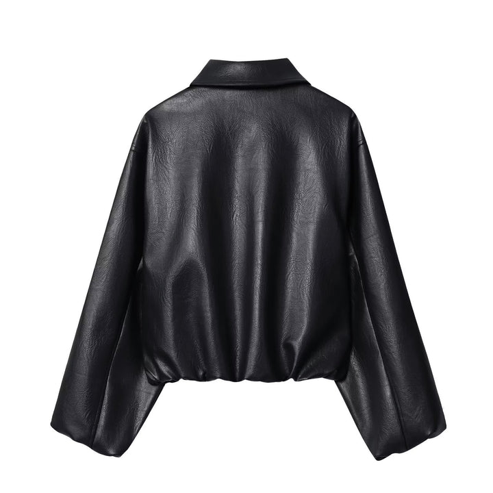 Damen Kurzjacke im Boxy‑Look aus veganem Leder mit verdecktem Reißverschluss Echo Archiv