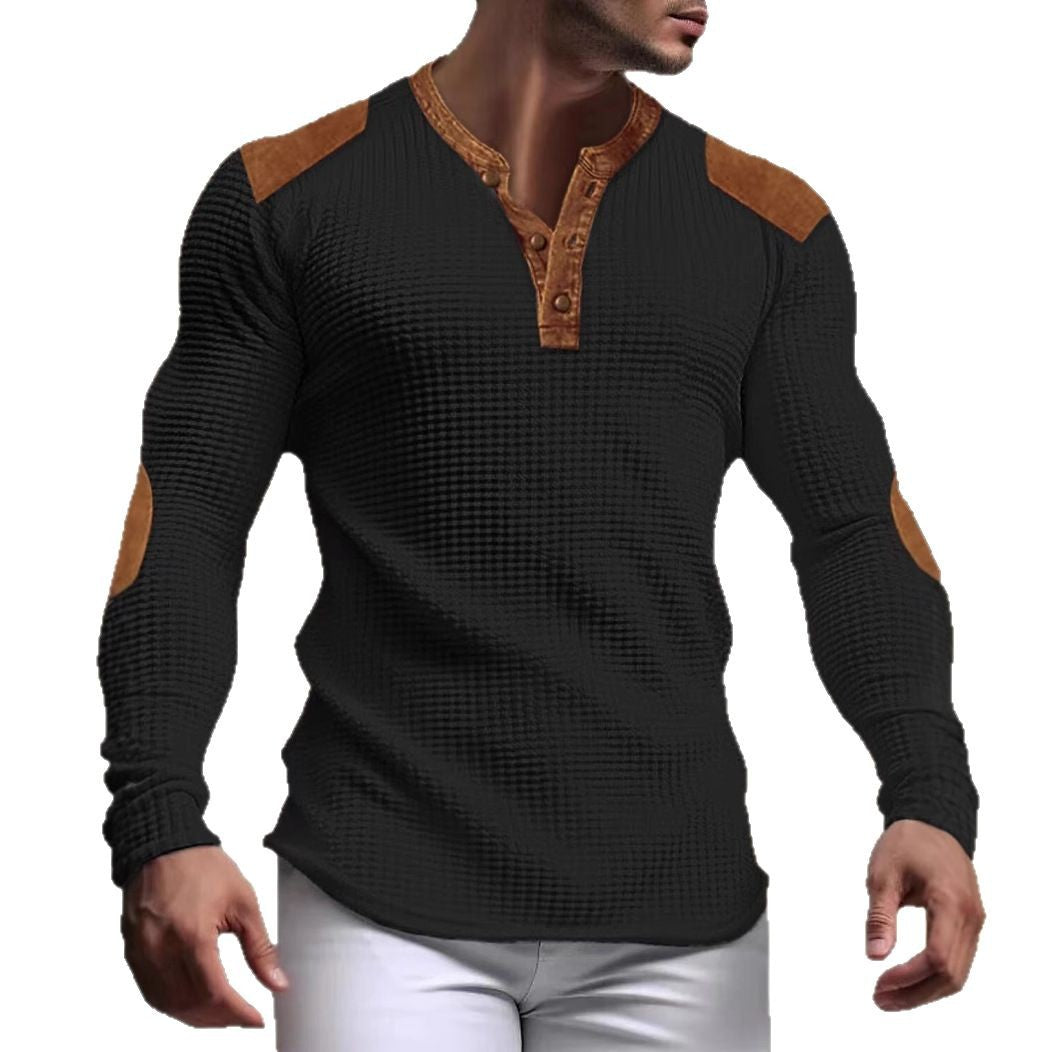 Herren Langarmshirt mit strukturiertem Design und Kontrastakzenten Echoarchiv
