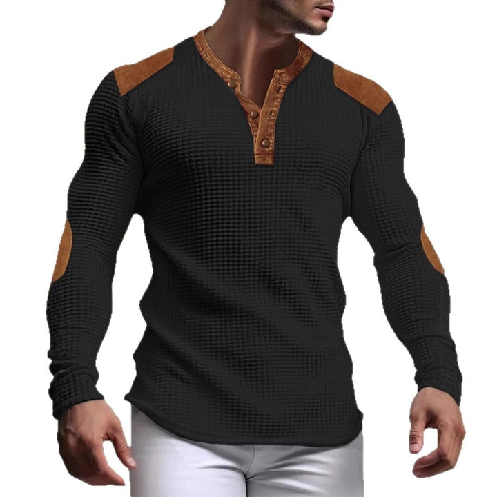 Herren Langarmshirt mit strukturiertem Design und Kontrastakzenten Echoarchiv