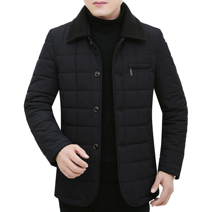 Herren Steppjacke mit Boxsteppung, Cordkragen und Brust-Reißverschlusstasche – Taviero